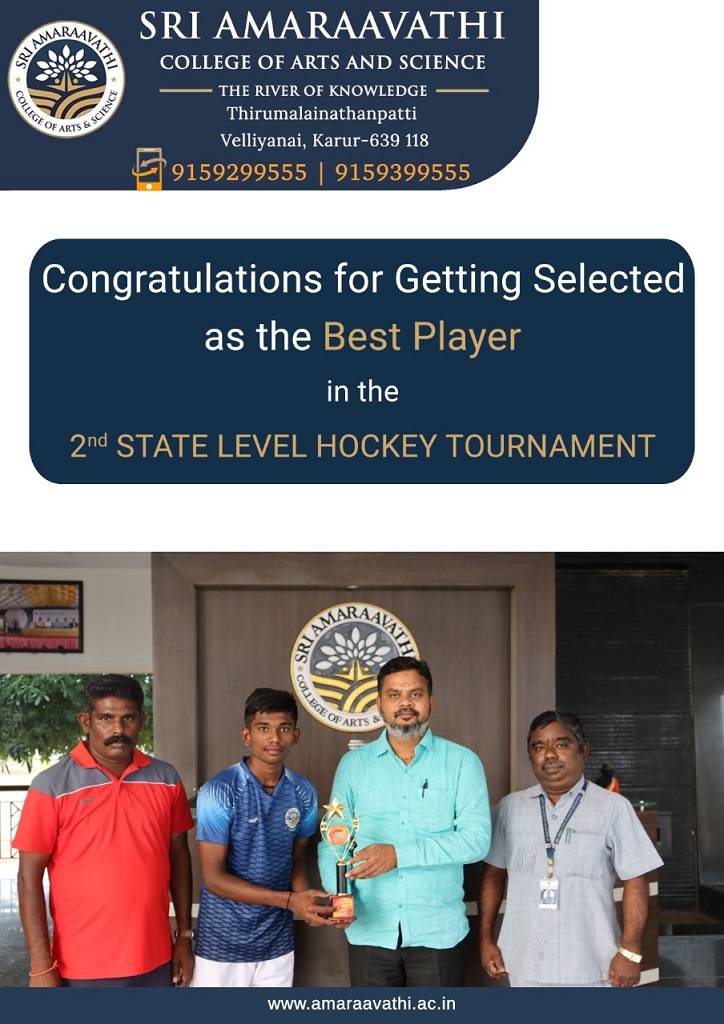 Best Player On 2nd State Level Hockey Tournament